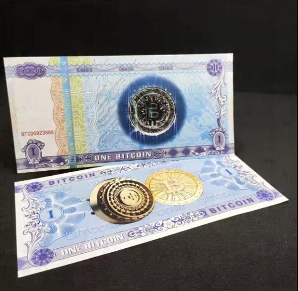 1 Bitcoin Banknot Kolekcjonerski BTC Kryptowaluty UV UNC - obrazek 3