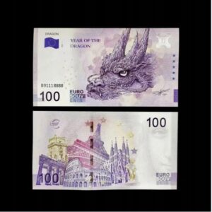 Kolekcjonerski Banknot Pamiątkowy 100 Euro Souvenir Rok Smoka Smart UNC UV