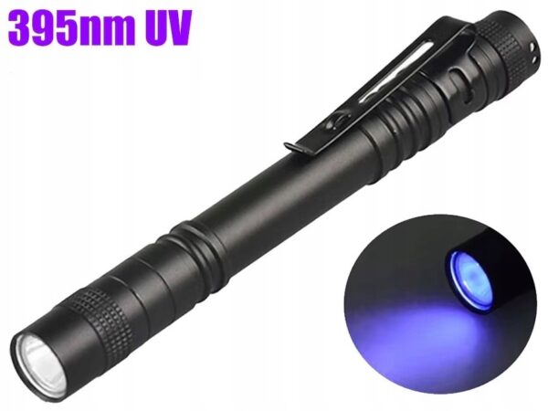 Latarka UV led-395NM kieszonkowa w formie długopisu 3W ALUMINIUM IPX4