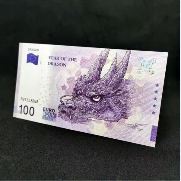 Kolekcjonerski Banknot Pamiątkowy 100 Euro Souvenir Rok Smoka Smart UNC UV - obrazek 5