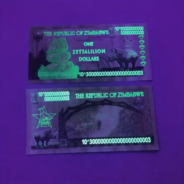 Unikat Kolekcjonerski Banknot 1 Zettalilion Dolarów Zimbabwe UNC UV xshop - obrazek 2