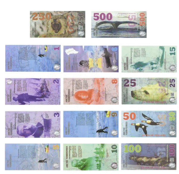 Kolekcja 14 Banknotów Terytoria Arktyczne dla Miłośników Przyrody UNC xshop