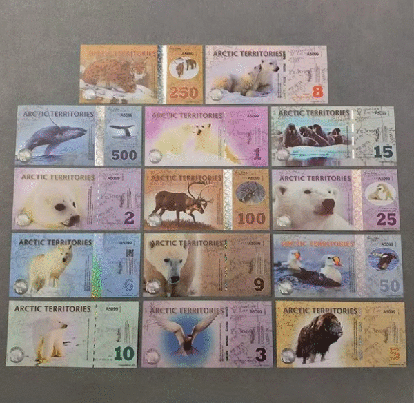 Kolekcja 14 Banknotów Terytoria Arktyczne dla Miłośników Przyrody UNC xshop - obrazek 5