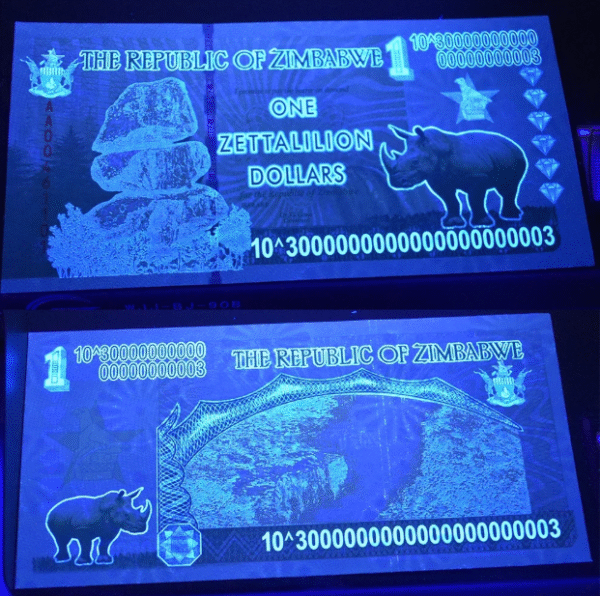 Unikat Kolekcjonerski Banknot 1 Zettalilion Dolarów Zimbabwe UNC UV xshop - obrazek 3