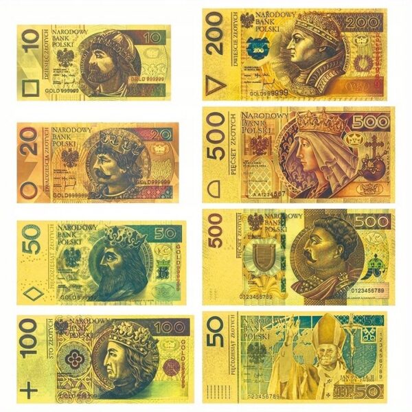 Zestaw 8 Banknotów Kolekcjonerskich POLSKIE BANKNOTY PCV