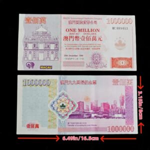 Kolekcjonerski Banknot MILION DOLARÓW MAKAU 1999 UNC UV