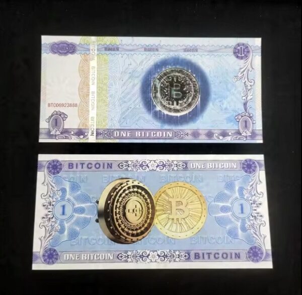 1 Bitcoin Banknot Kolekcjonerski BTC Kryptowaluty UV UNC